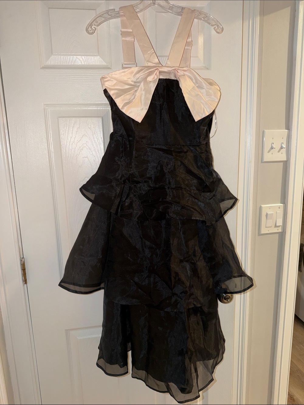 Lulu's Black Layered Party Dress with Cream Bow Straps